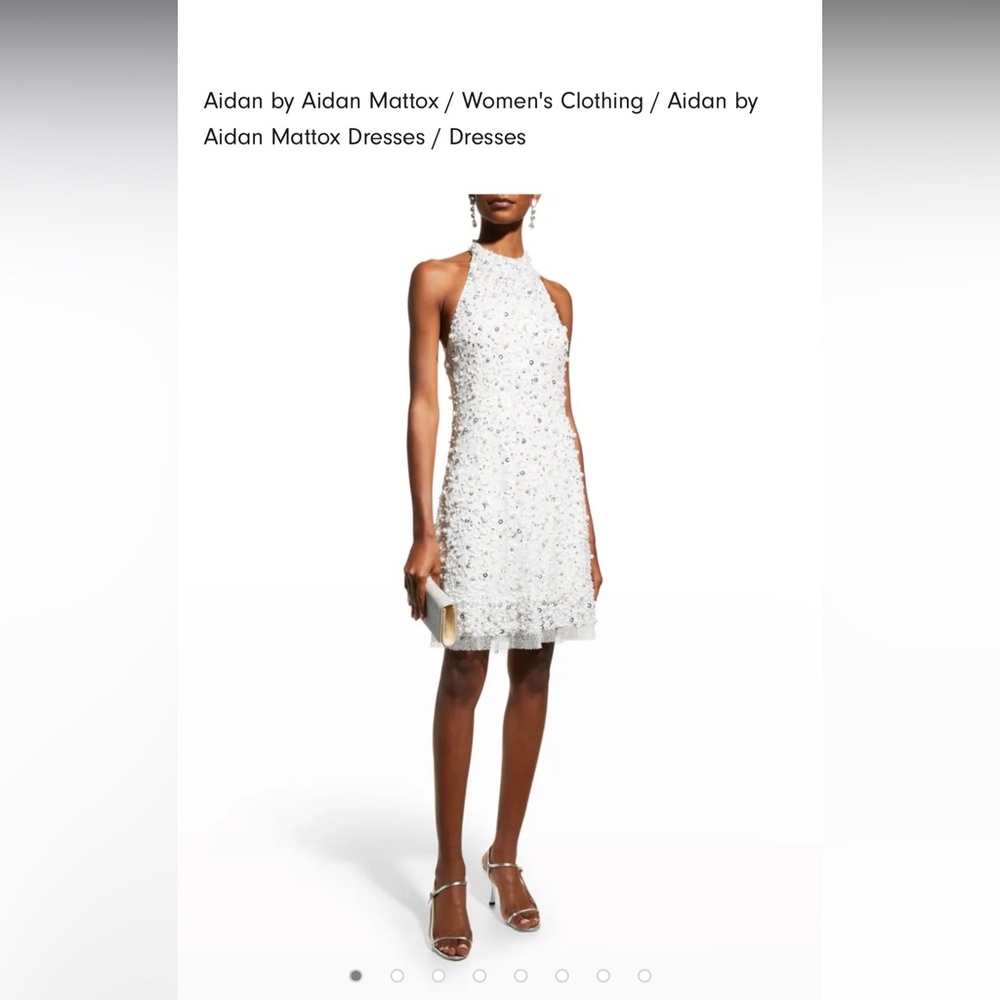 Beaded Halter Swing Dress - Aidan by Aidan Mattox